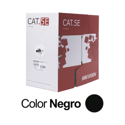 Bobina de Cable UTP 305 Metros (1000 Pies) / Cat 5E (24 AWG) / Color Negro / PE / Uso en Exterior / 100% Cobre / Aplicaciones de CCTV, Redes de Datos y Enlaces Inalámbricos
