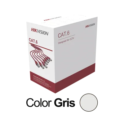 Bobina de cable UTP 305 mts / Cat6 (23 AWG) / Color Gris / PVC (CM) / Uso en Interior / 100% Cobre / Aplicaciones de CCTV y Redes de Datos