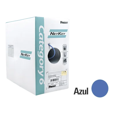 Bobina de Cable UTP 305 Metros (1000 Pies) de Cobre, NetKey, Azul, Categoría 6 (24 AWG), 1000Mbps, Riser (CMR), de 4 Pares